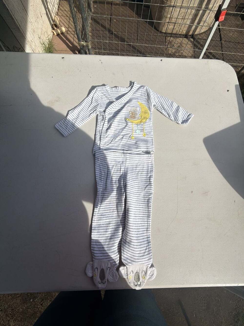Koalababy Footed Pant Set Size 0-3M White Gray Striped Koala